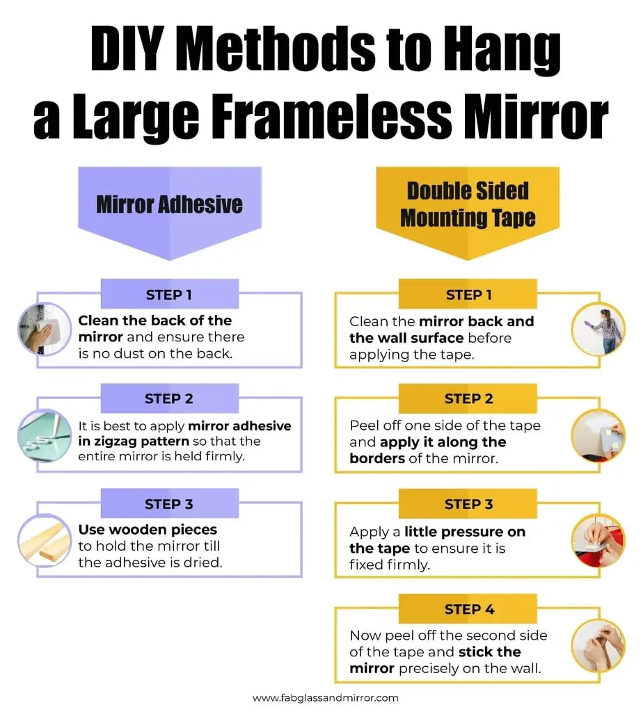 DIY Frameless Mirror Hanging Project without Using Clips