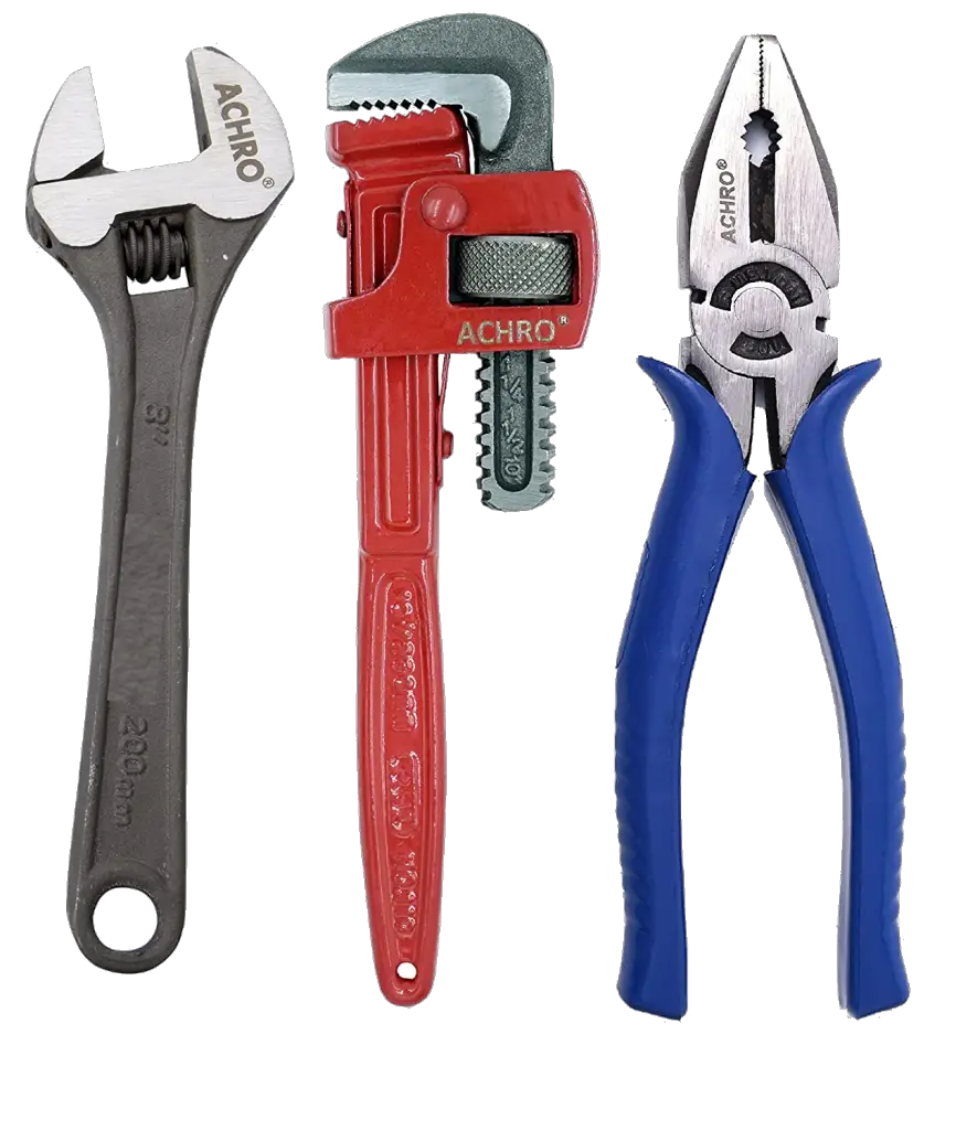 ACHRO Combo Pack of 3 Tool Kits Set for Home (Contains 8 Inch Adjustable Spanner, 8 Inch Combination Plier, 10 Inch Pipe Wrench)