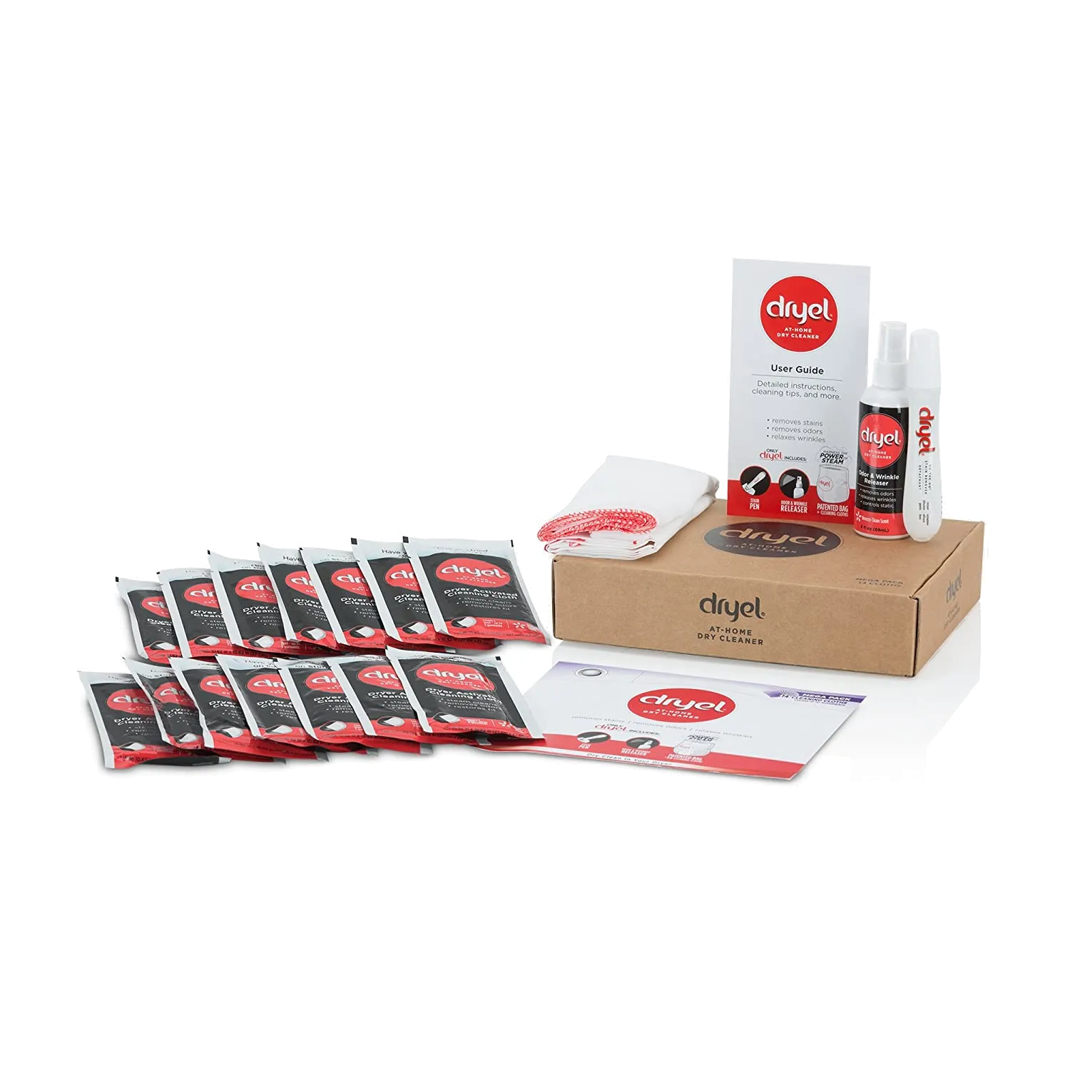 Dryel - CRB-12000v2 Dryel At-Home Mega Dry Cleaner Starter Kit, Includes Dry Cleaning Cloths and To-Go Stain Removal Pen - 14 Load Capacity