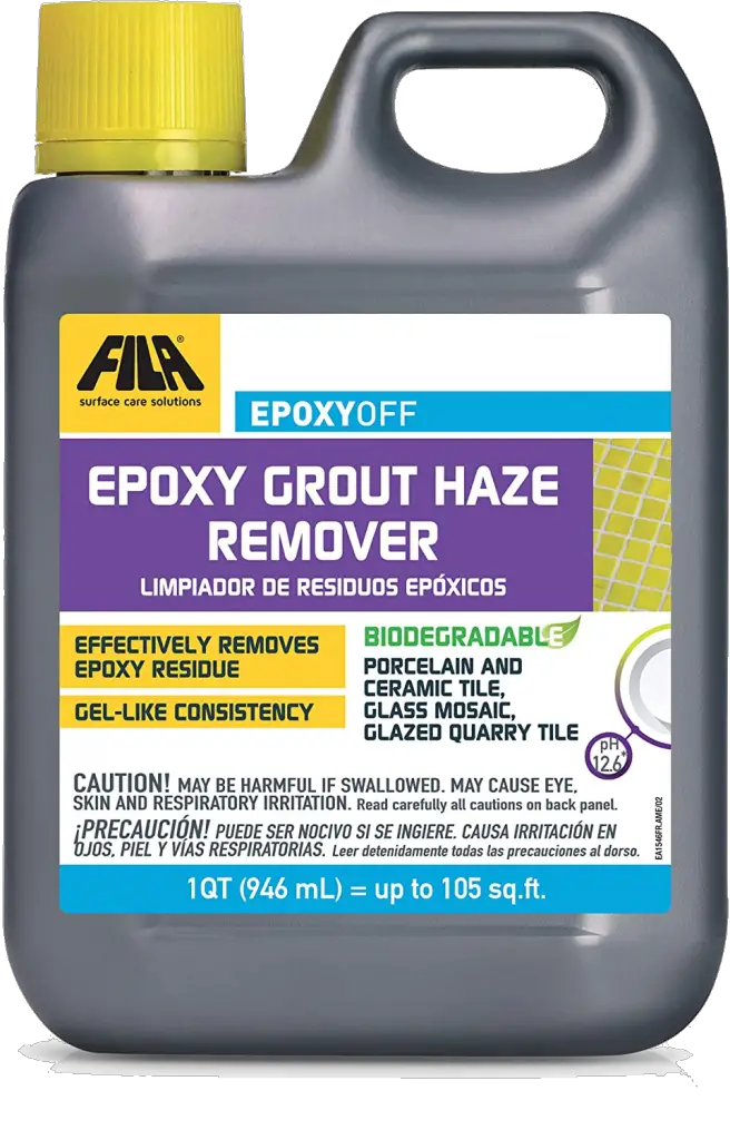 FILA EPOXYOFF, Epoxy Grout Haze Remover, Effectively Removes Epoxy Residue, The Product Can Be Applied on Vertical Surfaces, 1 QT
