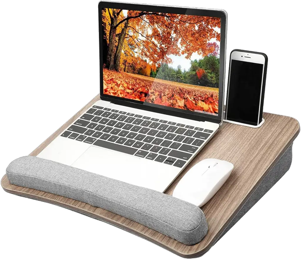 HUANUO Lap Laptop Desk - Portable Lap Desk with Pillow Cushion, Fits up to 15.6 inch Laptop, with Anti-Slip Strip & Storage Function for Home Office Students Use as Computer Laptop Stand, Book Tablet