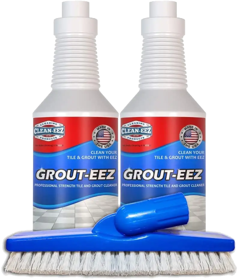  IT JUST WORKS! Grout-Eez Super Heavy Duty Tile & Grout Cleaner and whitener. Quickly Destroys Dirt & Grime. Safe For All Grout. Easy To Use. 2 Pack With FREE Stand-Up Brush. Clean-eez