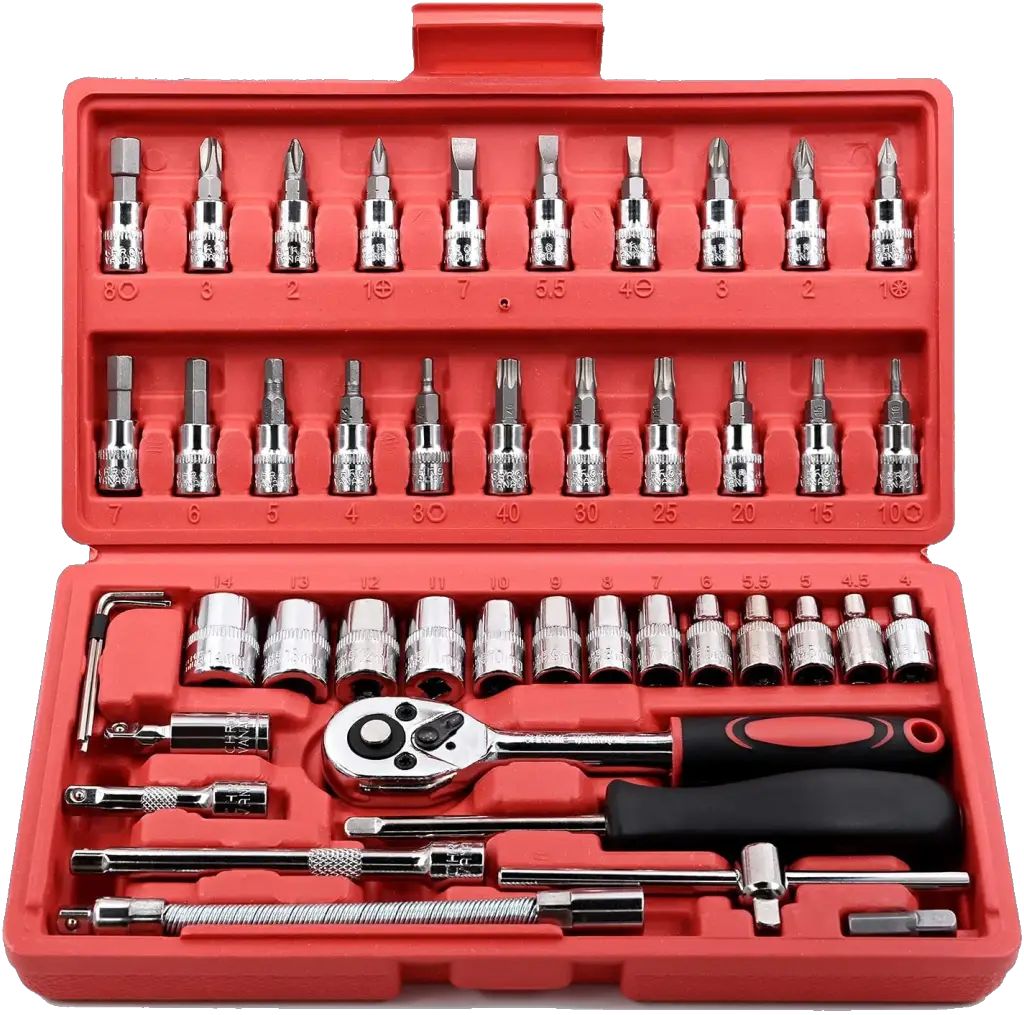 MORPICH® Screwdriver Socket Wrench Set, Mechanics Tool Set, Wrench Kit for Auto & Home Repair, Metric, 46-Piece 1/4-Inch Drive Professional Repair For DIY Handyman And Craftsman Steel Spanner
