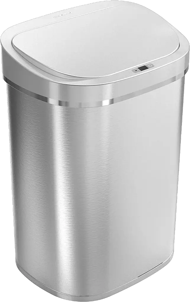 Ninestars DZT-80-35 Automatic Touchless Infrared Motion Sensor Trash Can, 21 Gal 80L, Heavy Duty Stainless Steel Base (Oval, Brush Trashcan, Silver Lid