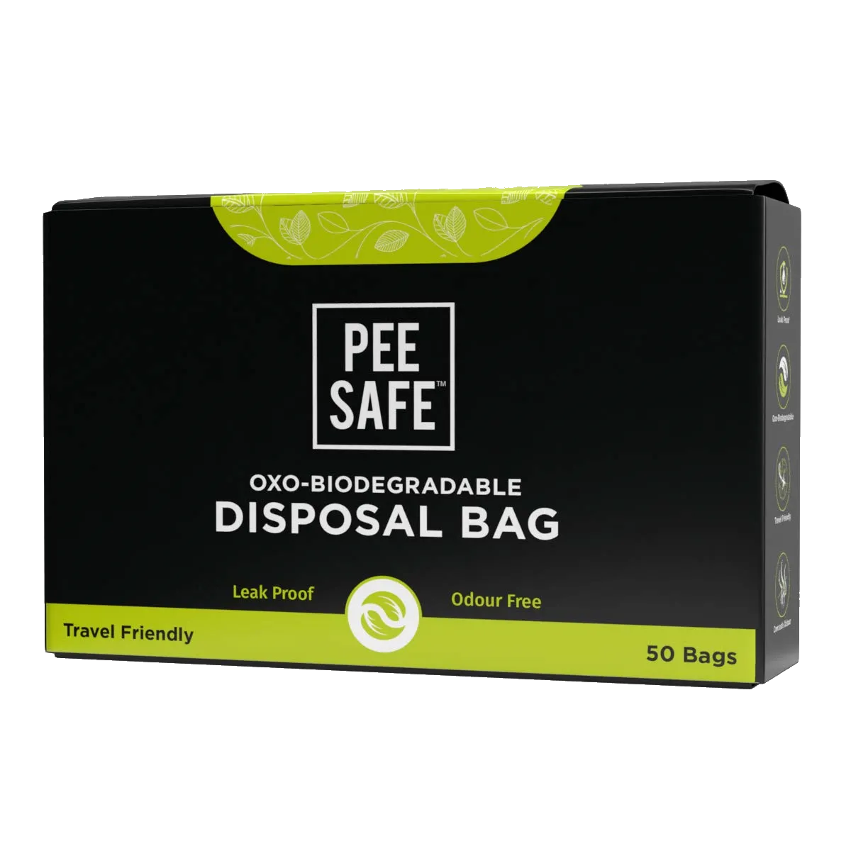 Pee Safe Oxo- Biodegradable Disposal Bags (Pack of 50 Bags) | Leak Poof & Odour Free | Discreet Disposal of Sanitary Pads, Condoms & Hygiene Waste