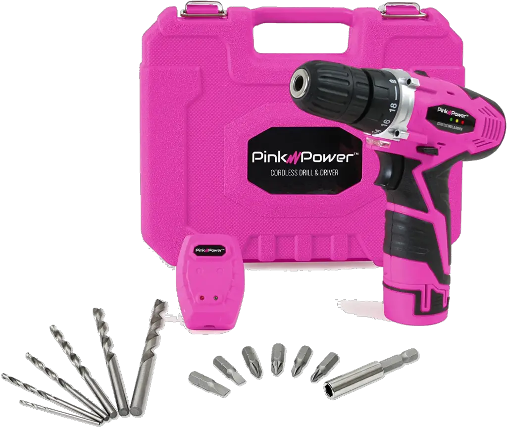  Pink Power PP121LI 12V Cordless Drill & Driver Tool Kit for Women- Tool Case, Lithium Ion Electric Drill, Drill Set, Battery & Charger