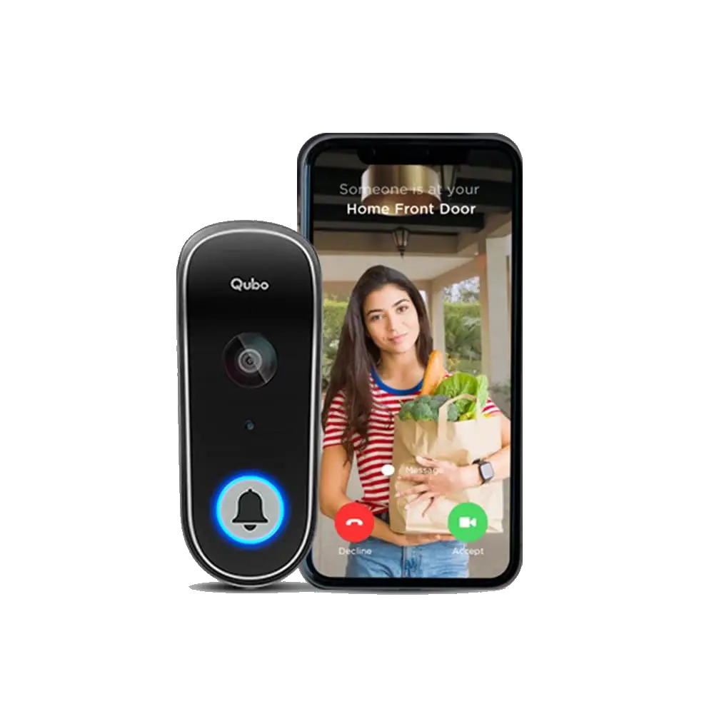 Qubo Smart WiFi Wireless Video Doorbell from Hero Group | Instant Visitor Video Call on Phone | Intruder Alarm System