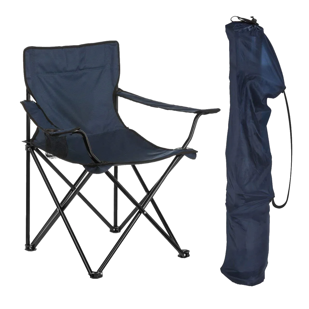 Portable Folding Chair with ArmRest and Cup Holder with Carrying Bag