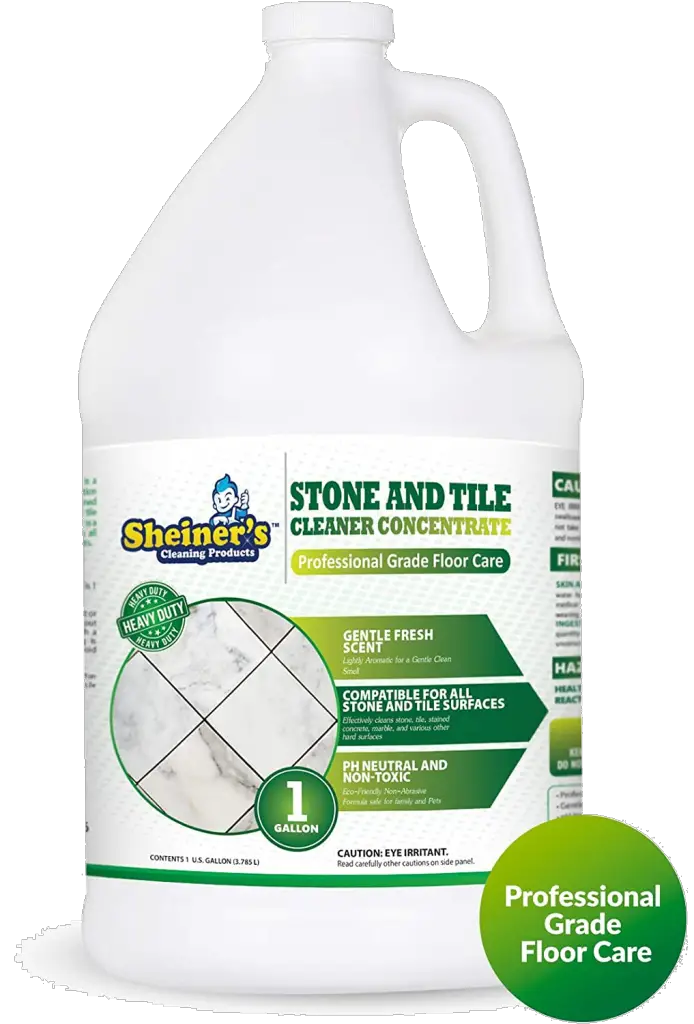 Sheiner’s - Stone and Tile Cleaner Concentrate, Concentrated Cleaner Compatible with Ceramic Tiles, Granite Stone, Slate Tile, Travertine Laminate, and Other Concrete Surfaces, 1 Gallon