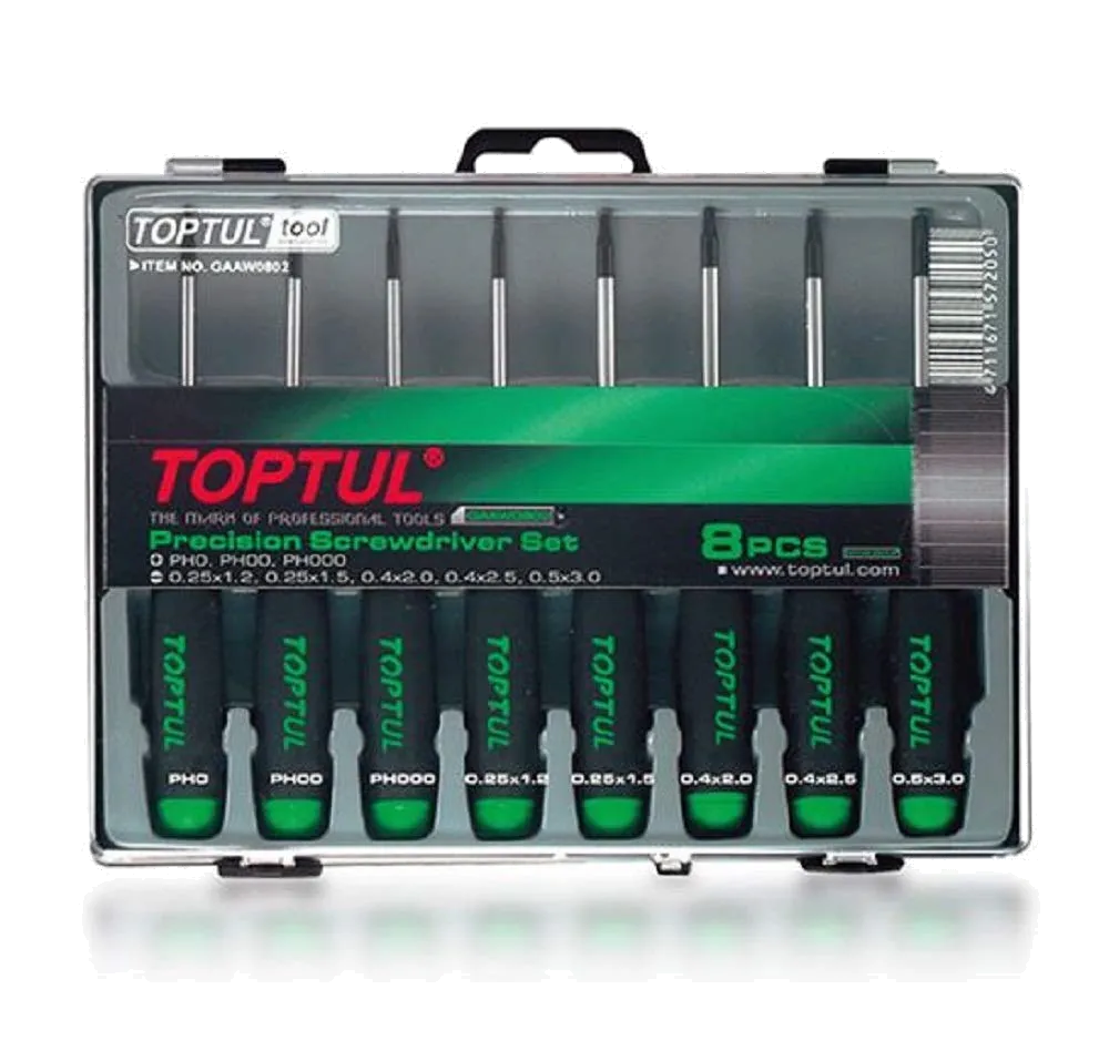 Toptul Precision Slotted and Phillips Type Screwdriver Set (8 Pieces) BLACK COLOUR
