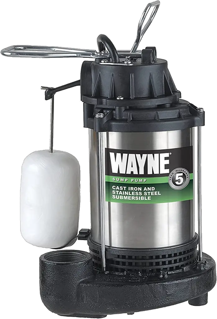 Wayne 58321-WYN3 CDU980E 3/4 HP Submersible Cast Iron and Stainless Steel Sump Pump with Integrated Vertical Float Switch, Large, Silver