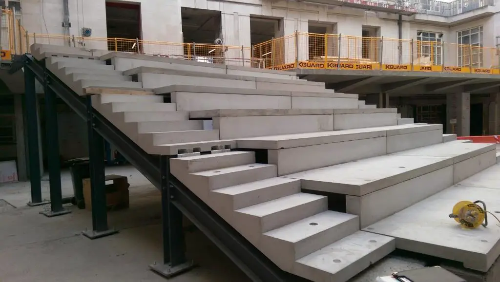 What advantages does using precast concrete stairs provide to the construction industry?