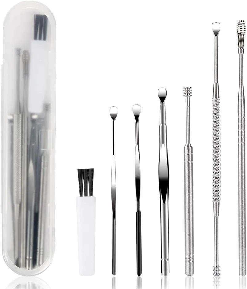 7 Pcs Ear Pick Earwax Removal Kit, BetyBedy Ear Cleansing Tool Set, Ear Curette Ear Wax Remover Tool with Cleaning Brush and Storage Box, Sliver]