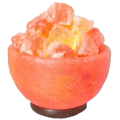 AUM Wellness Natural Healing Max Positive Energy Harmony Purification Himalayan Rock Salt Abundance Fire Bowl with Salt Crystals for Home Decor, Orange