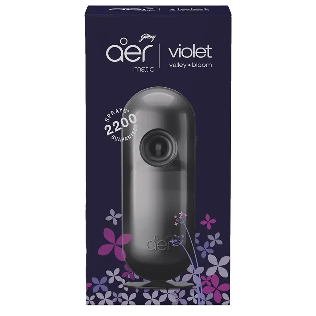 Godrej aer Matic Kit - Automatic Air Freshener with Flexi Control | Violet Valley Bloom (225ml)