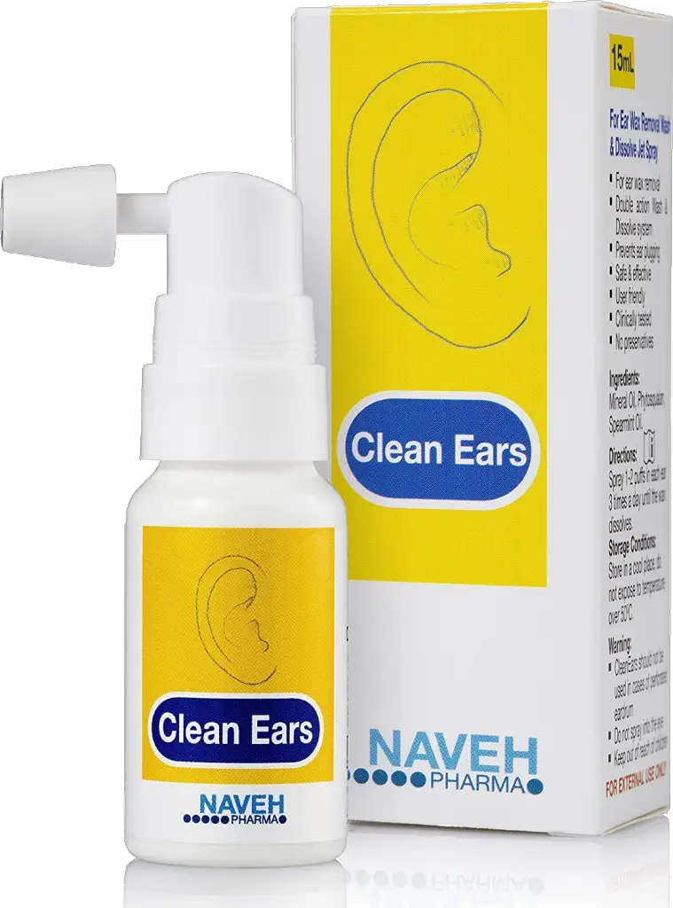 Naveh Pharma CleanEars Earwax Removal Kit Spray Ear Wax Softener Cleaner Ear Irrigation and Wax Dissolution – All-Natural Patented Formula – Nonirritant – for Kids and Adults (0.5 Fl Oz)