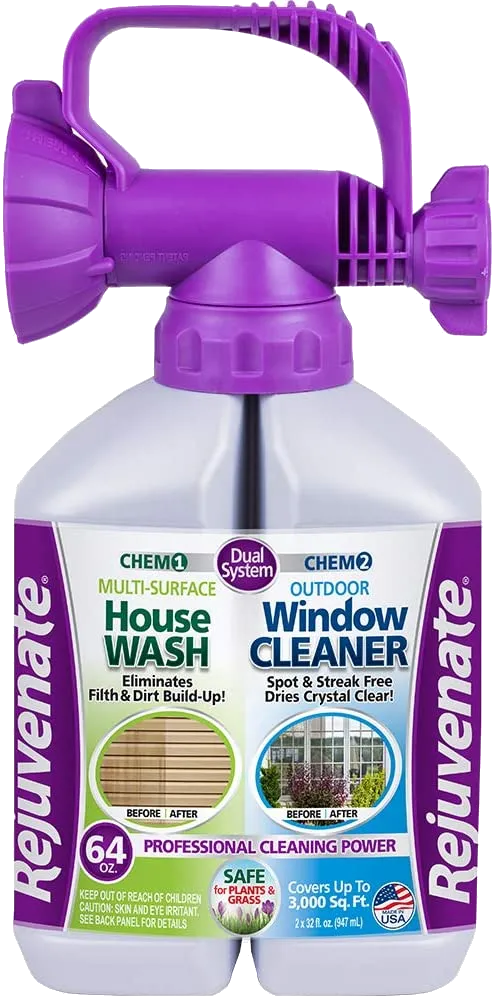 Rejuvenate Dual System Outdoor Window Cleaner & House Siding Cleaner with Hose-End Attachment