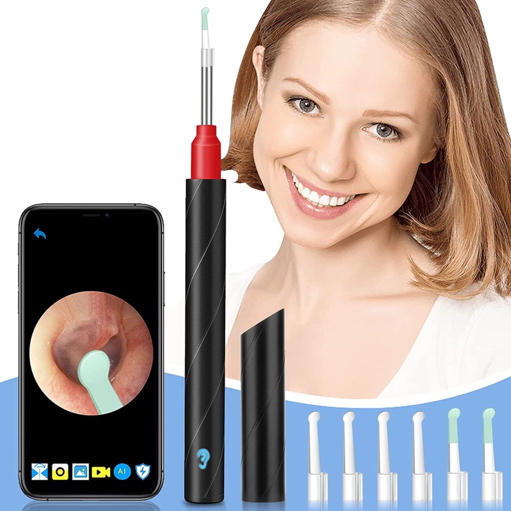 Urbesty Earwax Removal Tool,HD Wireless Otoscope Ear Wax Remover Kits Visual Ear Cleaning Endoscope with Light 3.5mm WiFi Ear Camera with Ear Spoons