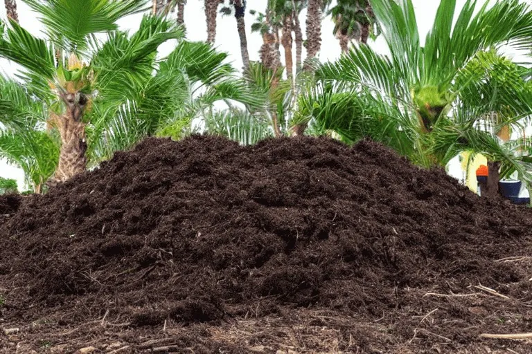 Palm tree trimmings compost