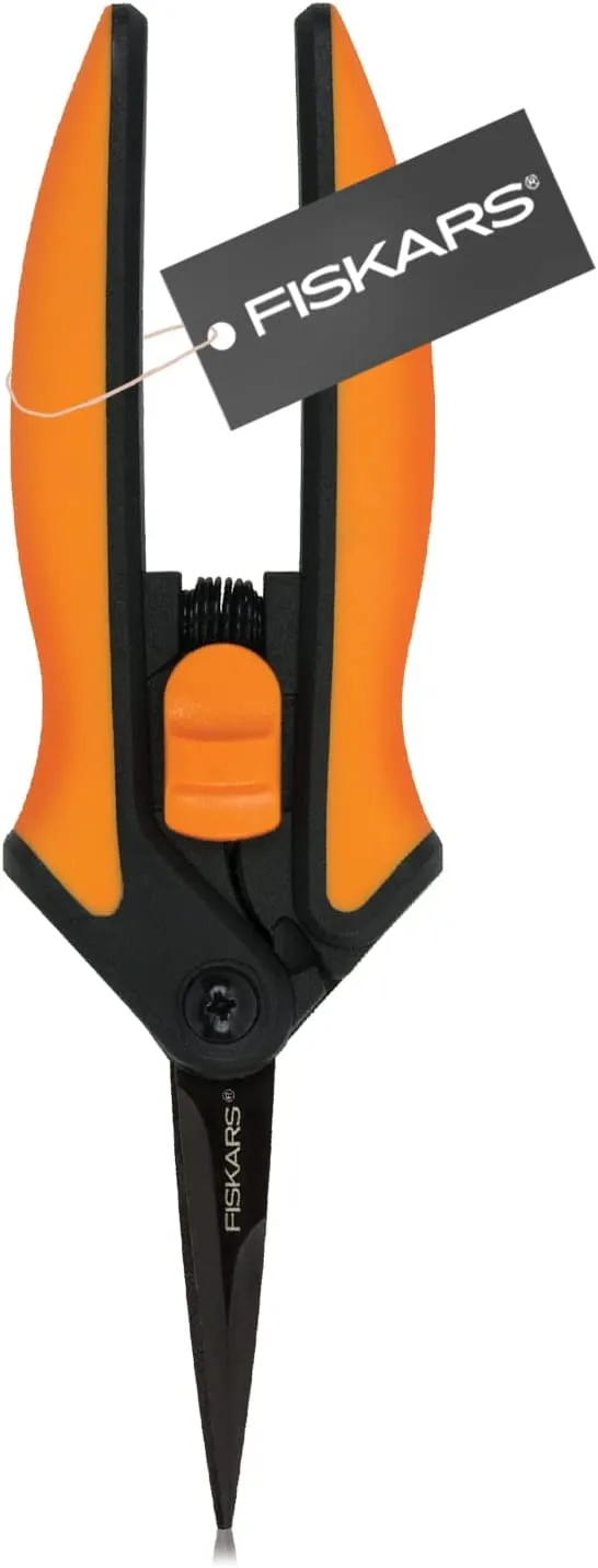Fiskars Gardening Tools: Micro-Tip Pruning Shears, Non-Stick Precision-ground Blades, 6” Sharp Plant Scissors (399241-1001)
