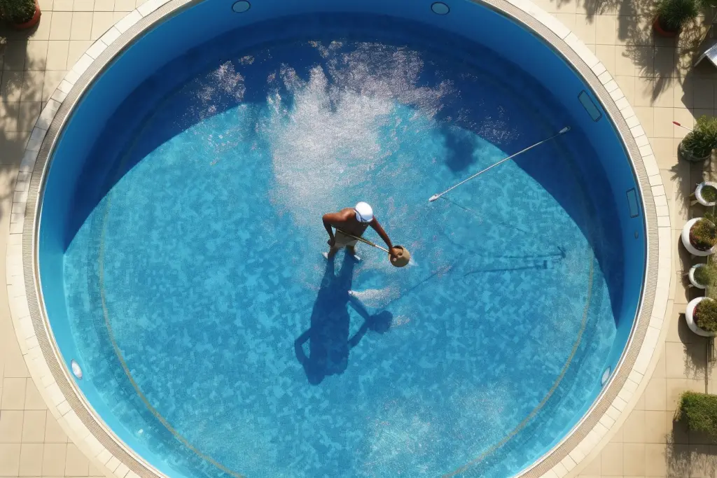 Skimming and Cleaning the Pool Surface