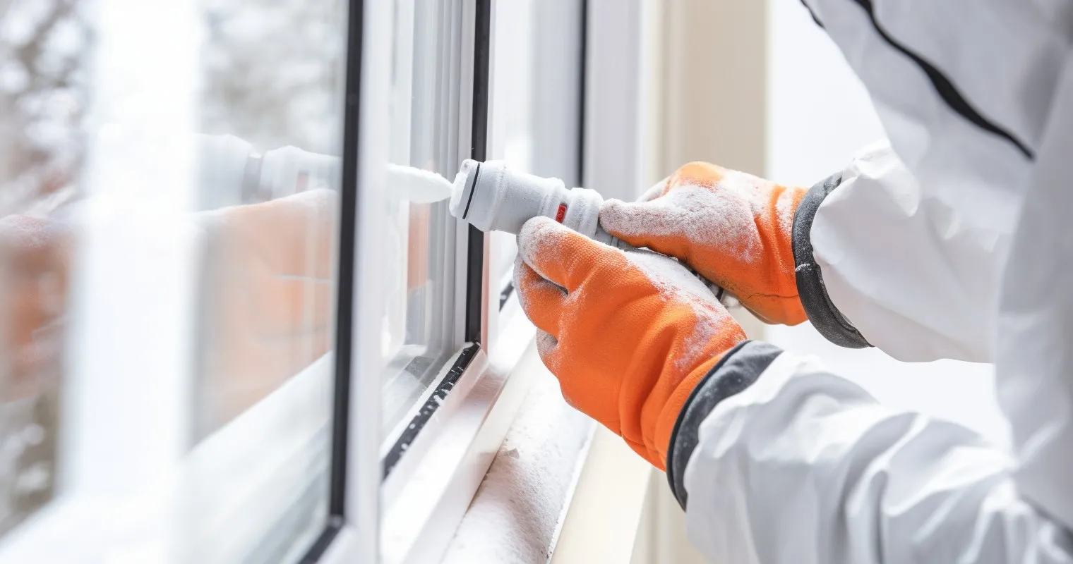 Sealant being applied to insulate air leaks