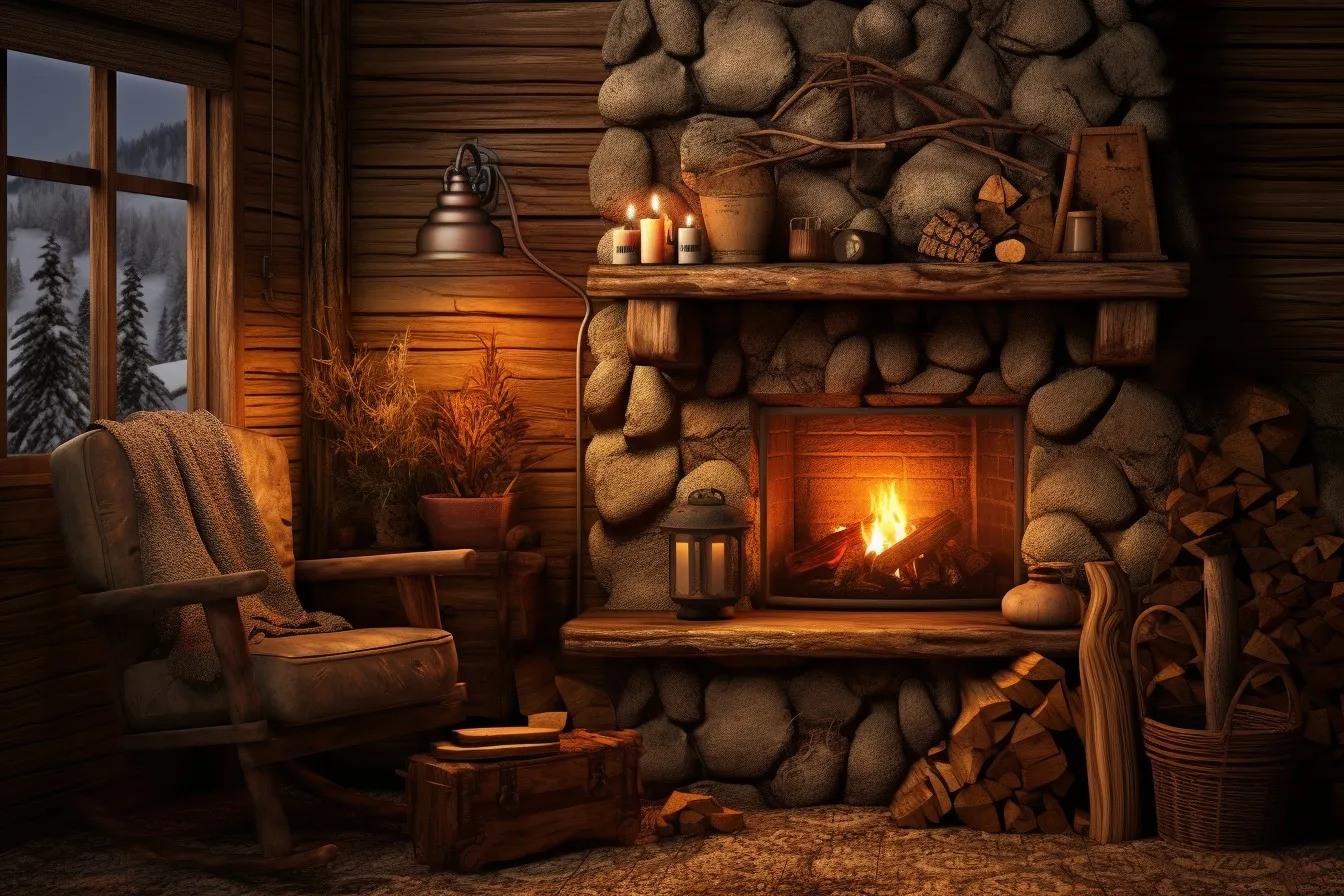 Cozy Fireplace Corner with Rustic Charm