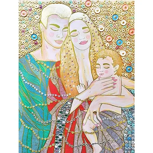 Handmade original artwork painting colorful pink canvas home decor
