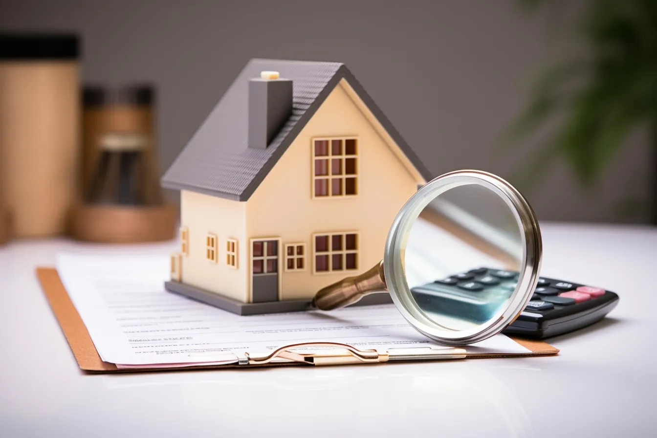 Home inspection checklist and magnifying glass