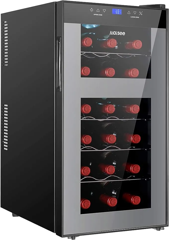 Maisee Wine Fridge Dual Zone18 Bottles Wine Cooler Refrigerator Chiller