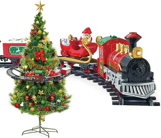Christmas Train Set for Under The Tree with Lights