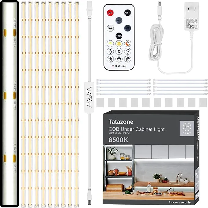 Tatazone 10pcs COB Under Cabinet Lighting Kit with RF Remote