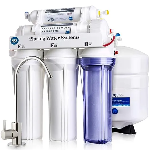 iSpring RCC7 NSF Certified High Capacity Under Sink 5 Stage Reverse Osmosis Drinking Filtration System