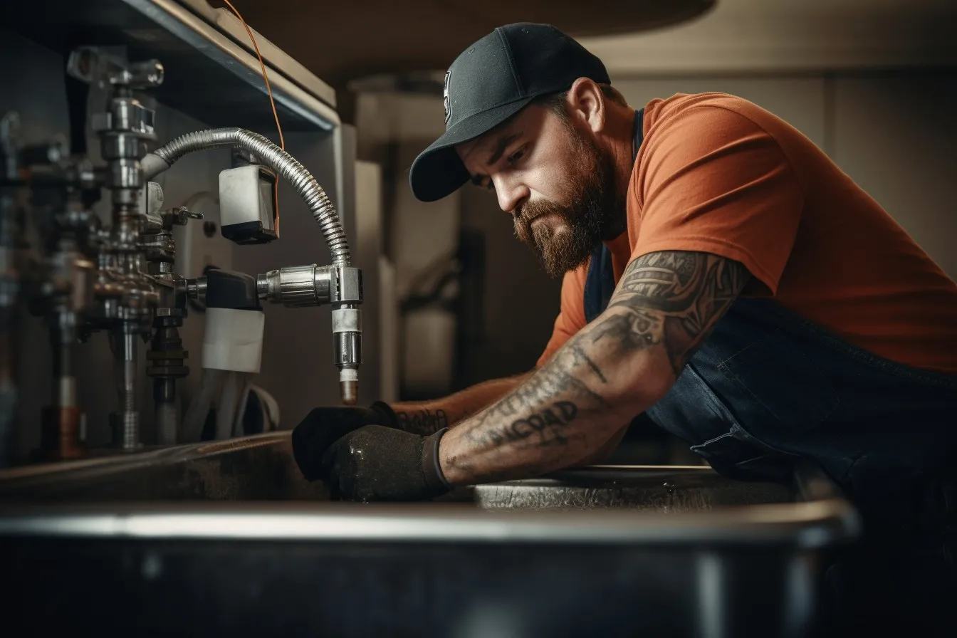 Plumber at Work with Tools