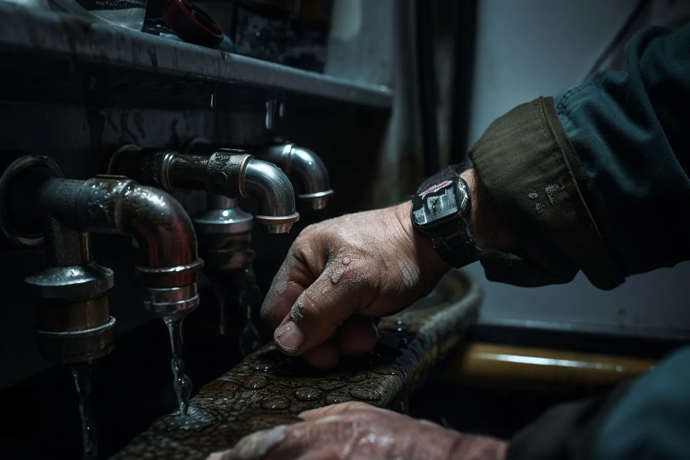 Professional plumber working on a drain system