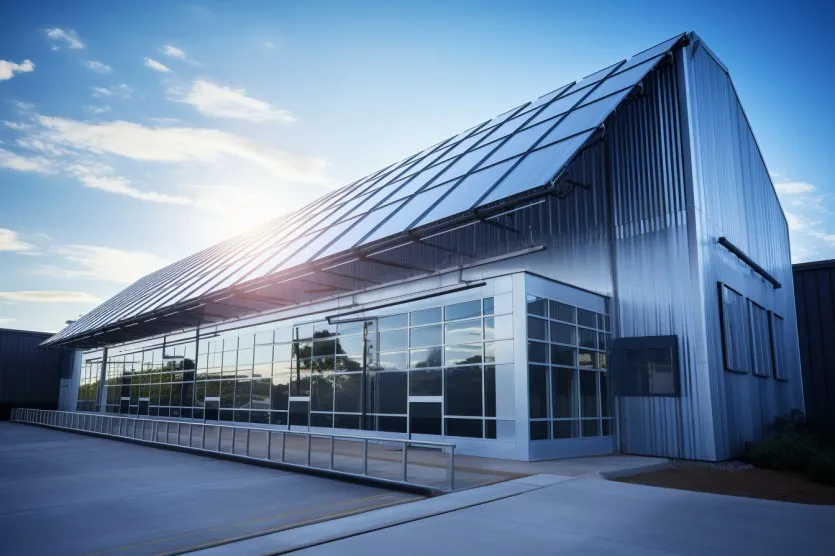 Energy efficient metal building with solar panels