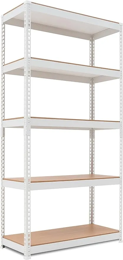 HOMEDANT 5 Tier Laminated White Metal Shelving Unit