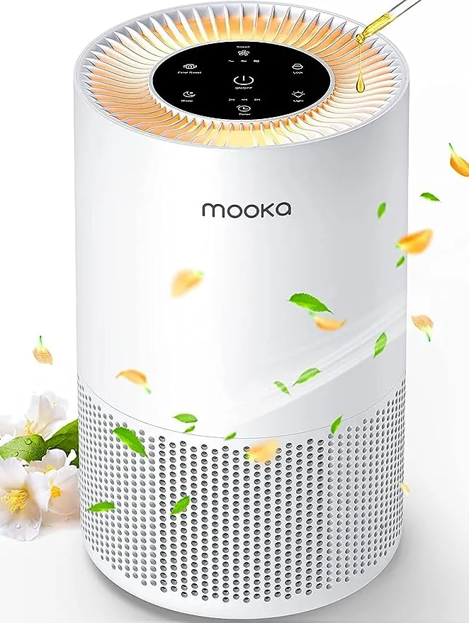 MOOKA H13 True HEPA Air Purifier for Bedroom Pets with Fragrance Sponge