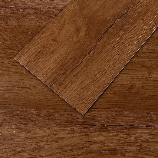 VEELIKE Antique Brown Wood Look Peel and Stick Floor Tile Waterproof Vinyl Plank Flooring