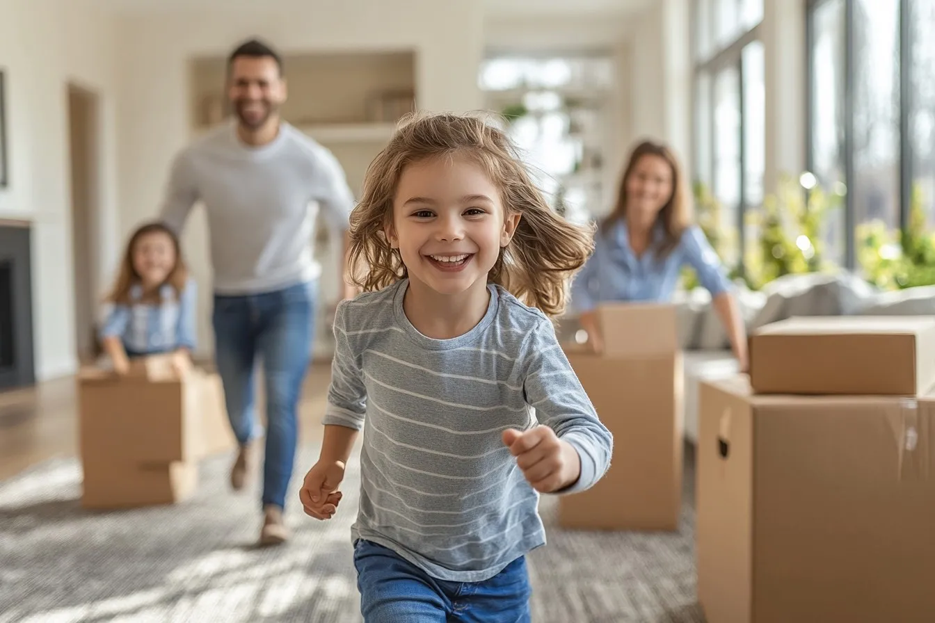 Happy Family Celebrating Inside Their New Home