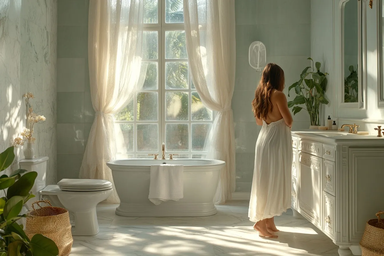 Postpartum woman experiencing comfort with a bidet