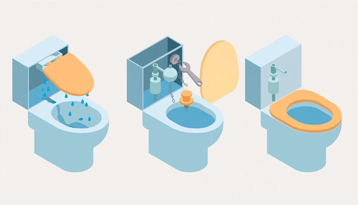 fix a running toilet broken into its separate stages