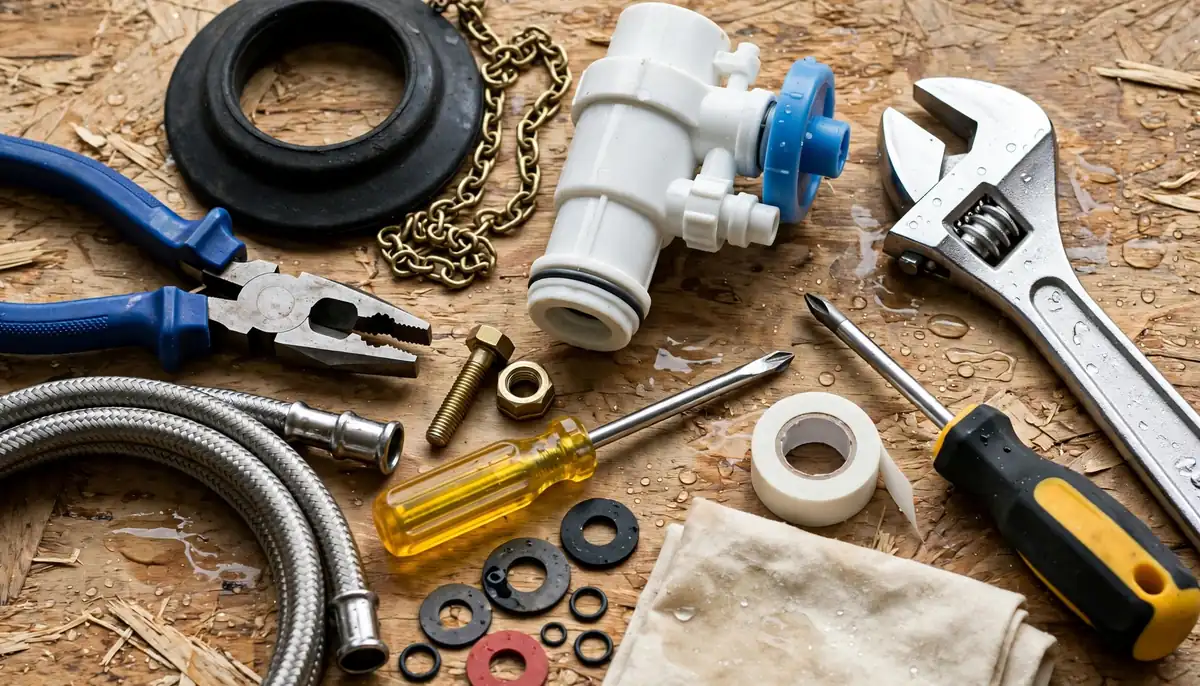 fix a running toilet in a real home, mid-job