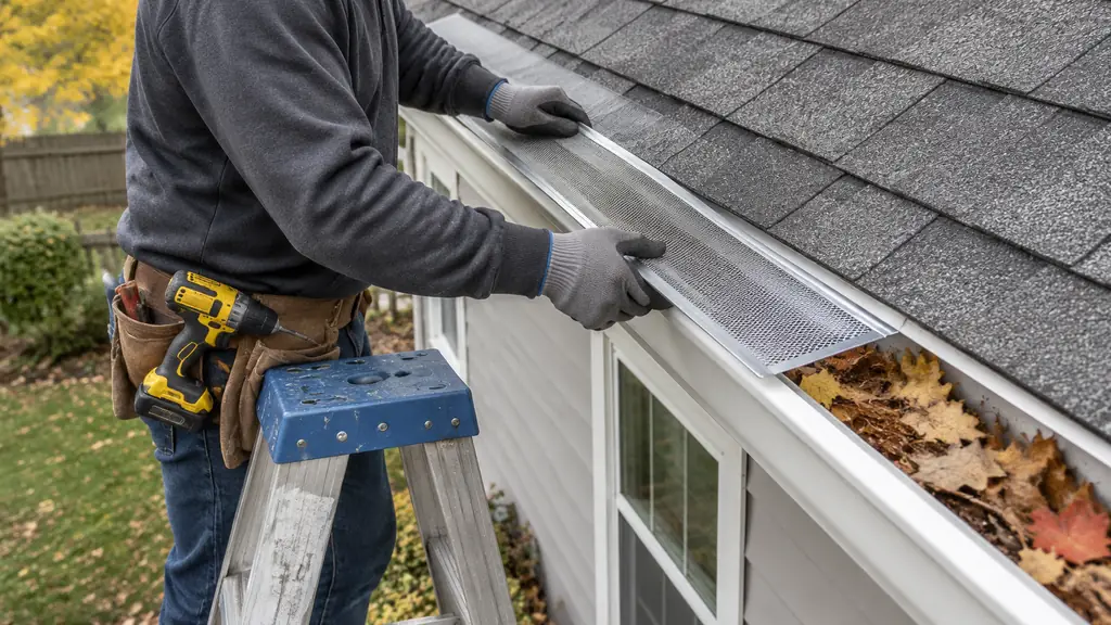 Installing a fine mesh gutter guard on a home gutter