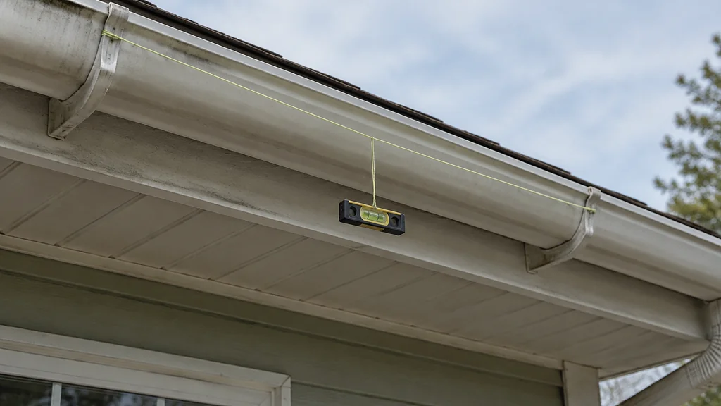 String line and line level set along a gutter run